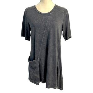 LOGO Lori Goldstein Top Alize Sun Faded Cotton Slub Gray